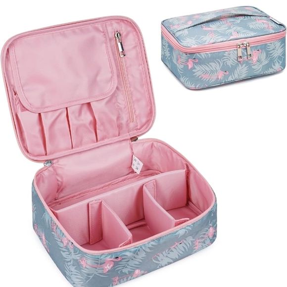 Pink Flamingo large Capacity Makeup/Cosmetic Bag - Picture 2 of 4